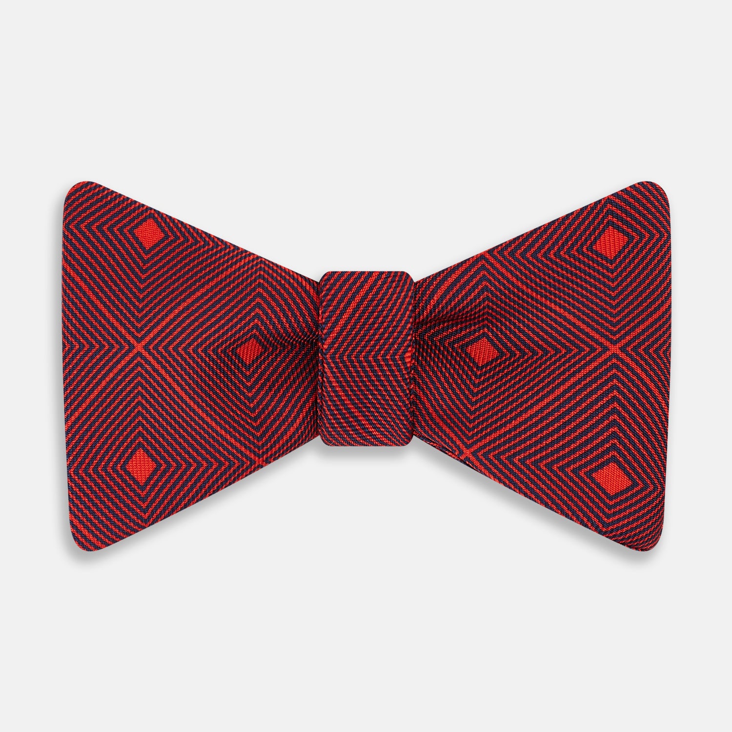 View 1 of product Tulip Red Concentric Diamond Printed Silk Bow Tie OS