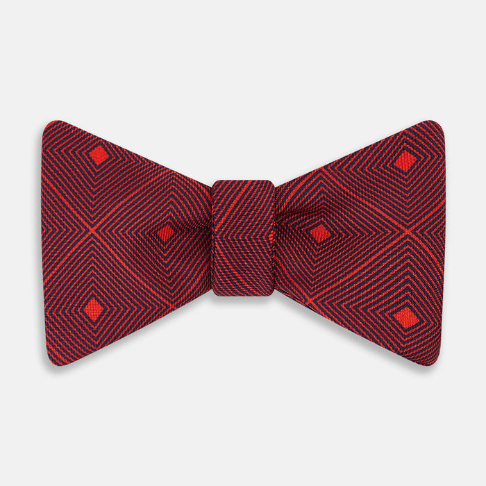 RED GEOMETRIC SILK BOW TIE