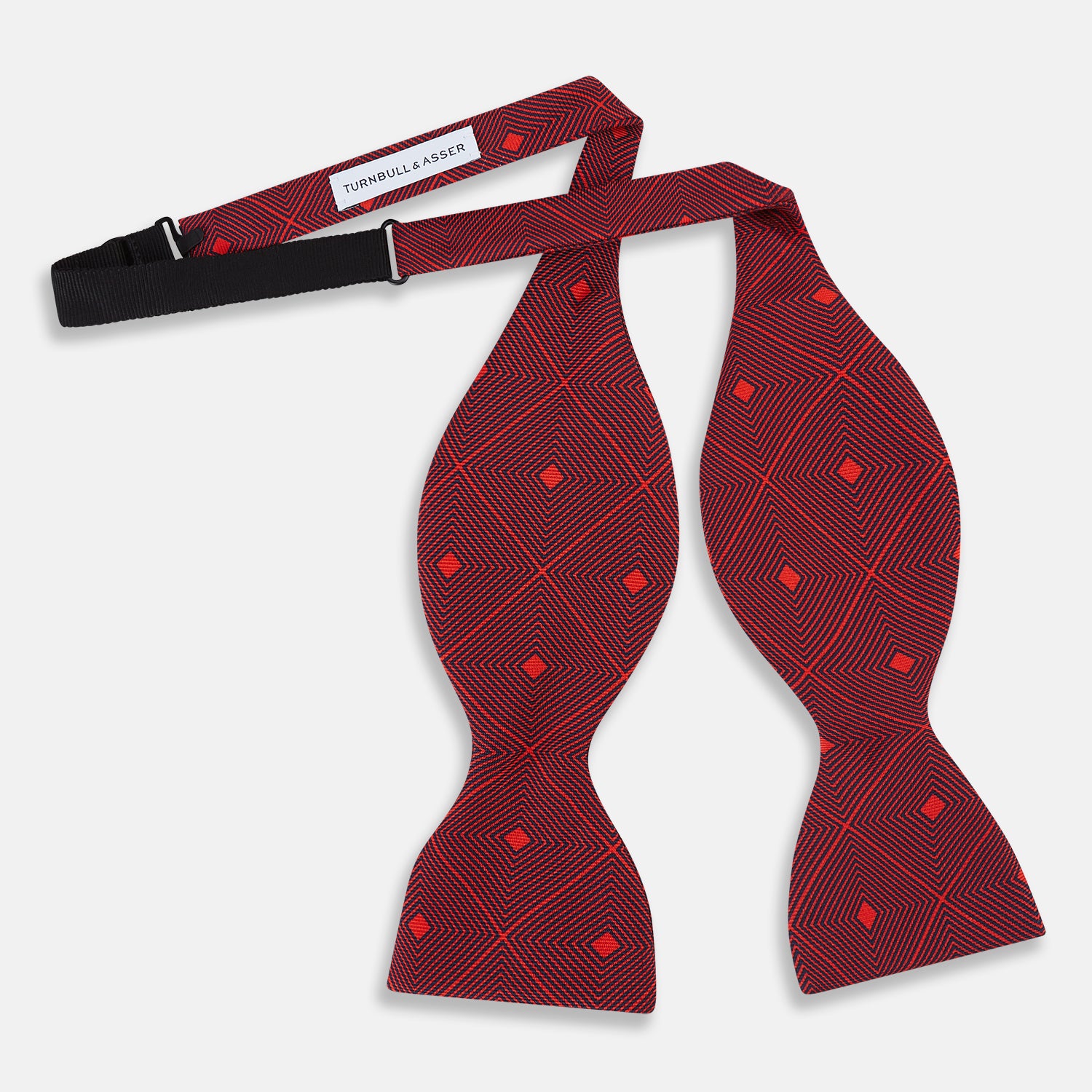 View 2 of product Tulip Red Concentric Diamond Printed Silk Bow Tie OS