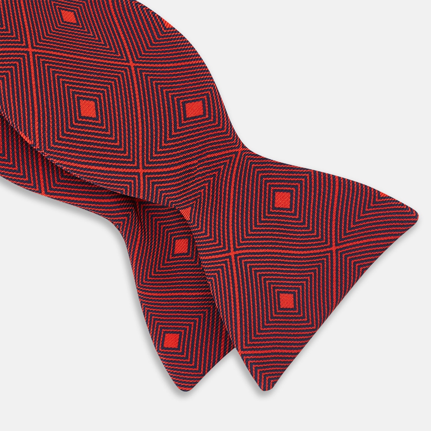 View 3 of product Tulip Red Concentric Diamond Printed Silk Bow Tie OS