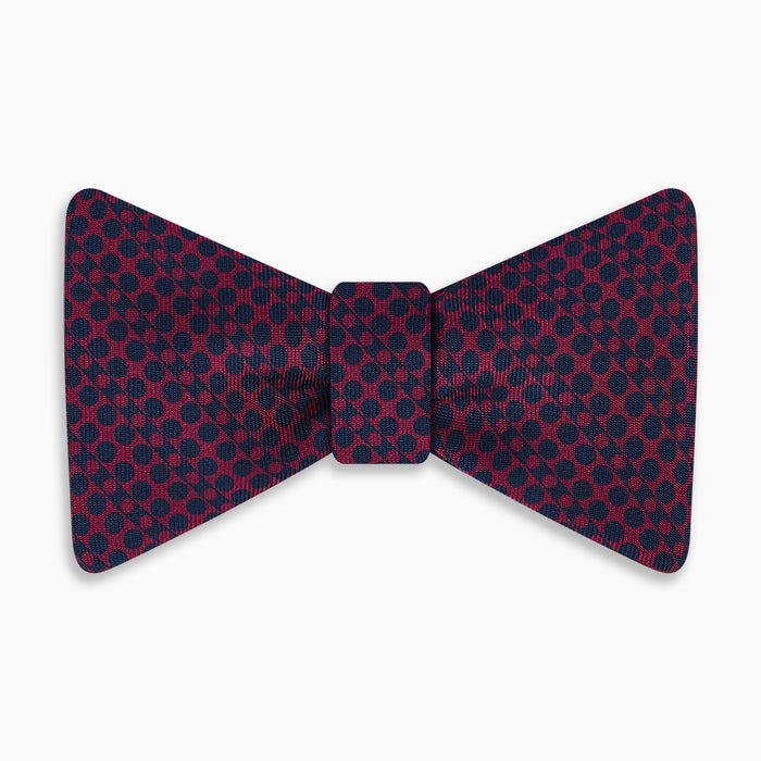 Burgundy Micro-Dot Bar Printed Silk Bow Tie Image 3