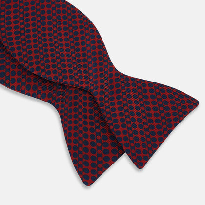Red Micro-Dot Bar Printed Silk Bow Tie Image 2