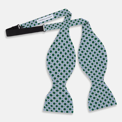 GREEN AND BLUE CHECKED SILK BOW TIE Image 1