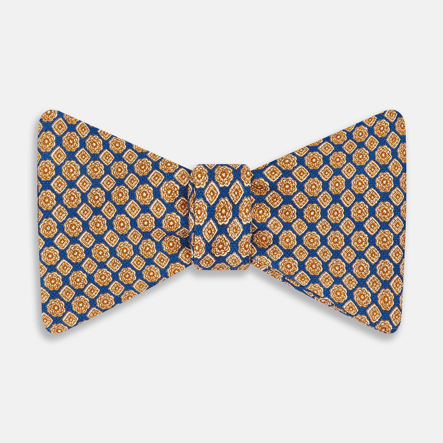 View 1 of product Amber and Blue Rosette Medallion Printed Silk Bow Tie OS