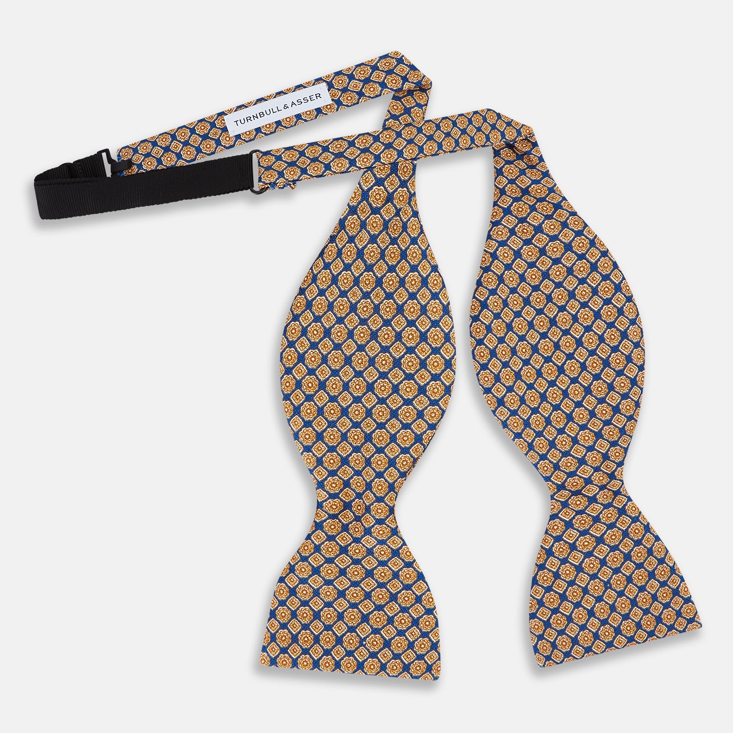 View 2 of product Amber and Blue Rosette Medallion Printed Silk Bow Tie OS