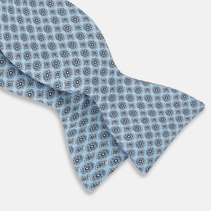 Pale Blue Floral Trellis Silk Bow Tie Image 1