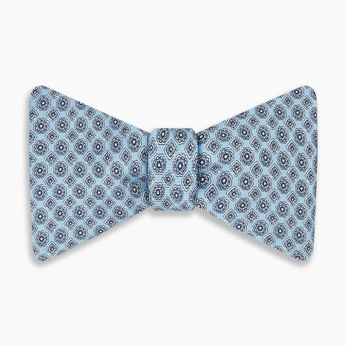 Pale Blue Floral Trellis Silk Bow Tie Image 3