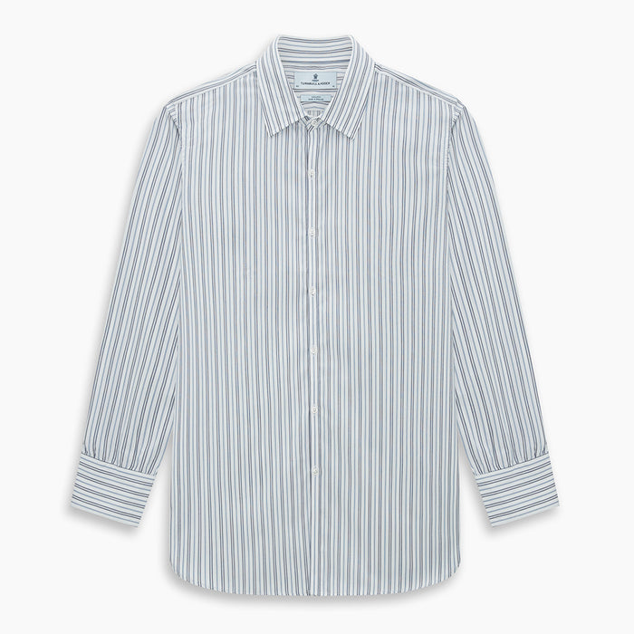 NAVY AND LIGHT BLUE MULTI TRACK STRIPE WESTMINSTER SHIRT Image 8