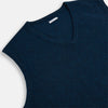 View 2 of product The Turnbull & Asser Dark Green Melange Cashmere V-Neck Vest is a sophisticated men’s sleeveless knitwear piece, shown against a plain white background.