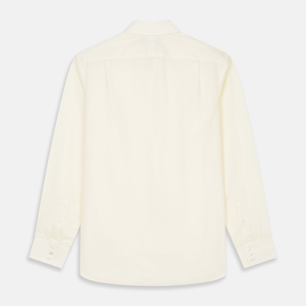 The Turnbull & Asser Tailored Fit Cream Cotton Shirt features a Kent collar and 3-button cuffs, shown against a plain white background.