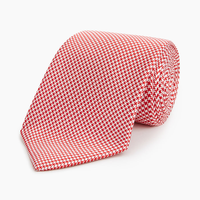 Red Houndstooth Silk Tie Image 4