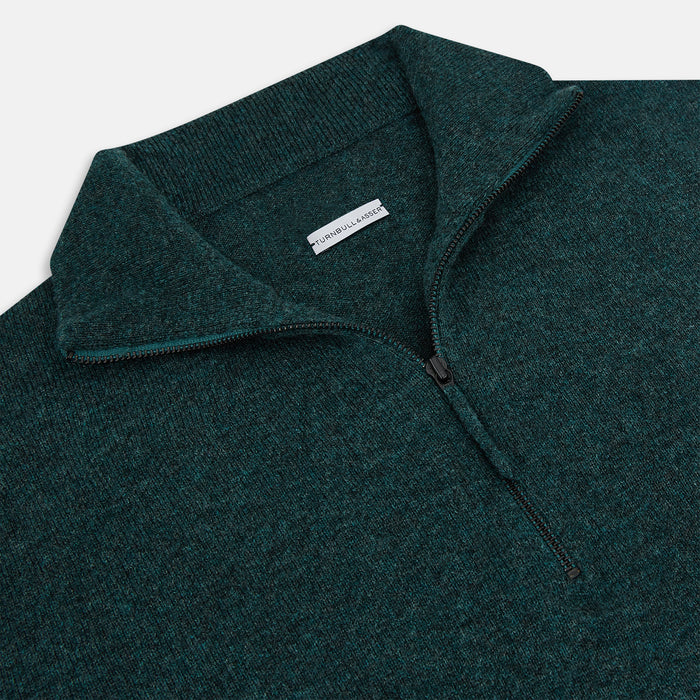Forest Green Melange Half-Zip Cashmere Jumper Image 1