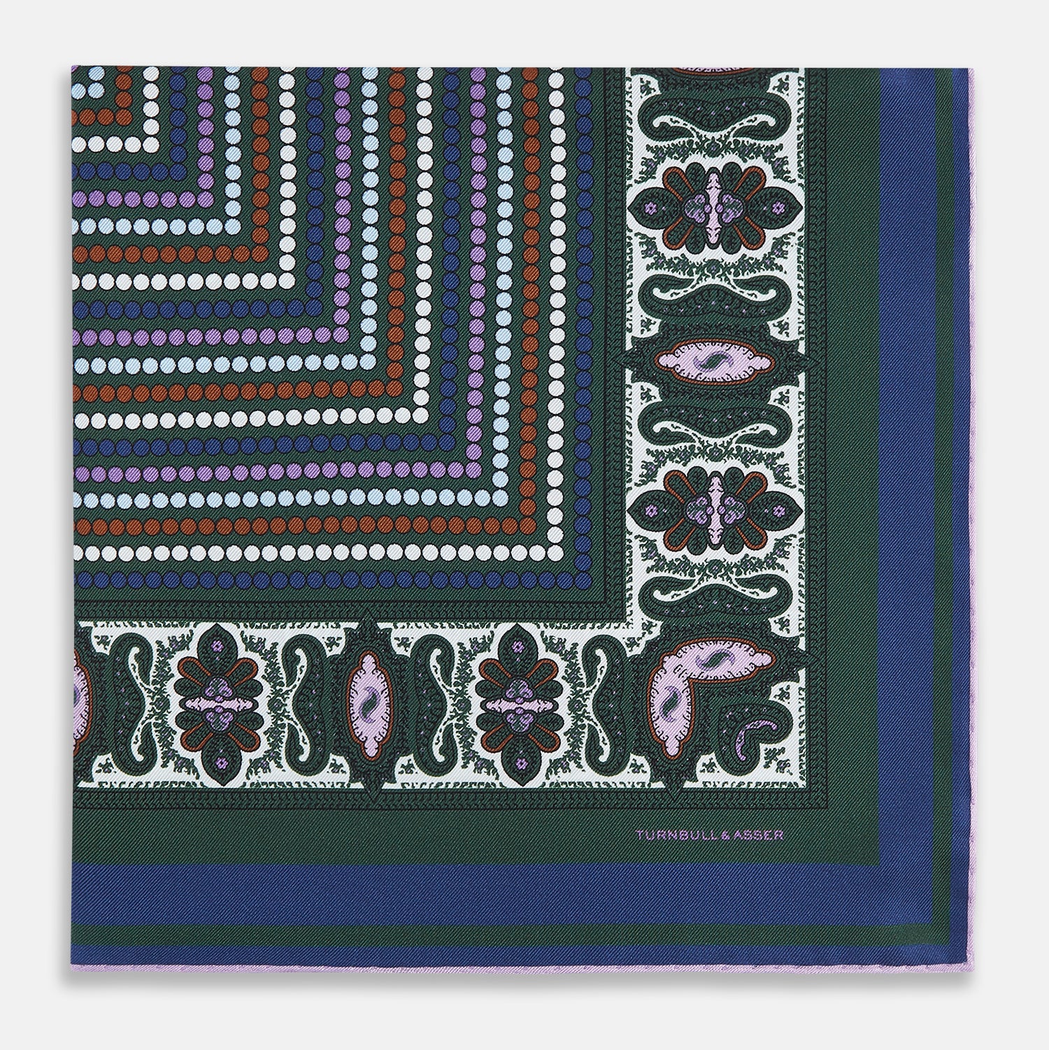 Image 8 of product Forest Green Dots and Paisley Silk Pocket Square
