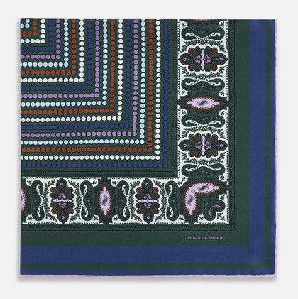 Forest Green Dots and Paisley Silk Pocket Square Image 7
