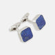 Turnbull & Asser Lapis Lazuli Square Cufflinks feature sterling silver settings and vibrant blue lapis lazuli inlays with gold flecks, shown on a white background.