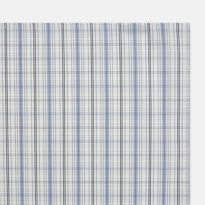 Blue and Navy Multi Check Hand-Rolled Handkerchief