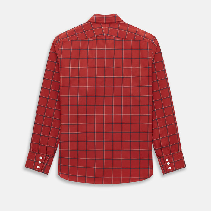 Dark Red Grid Check Windsor Shirt Image 2