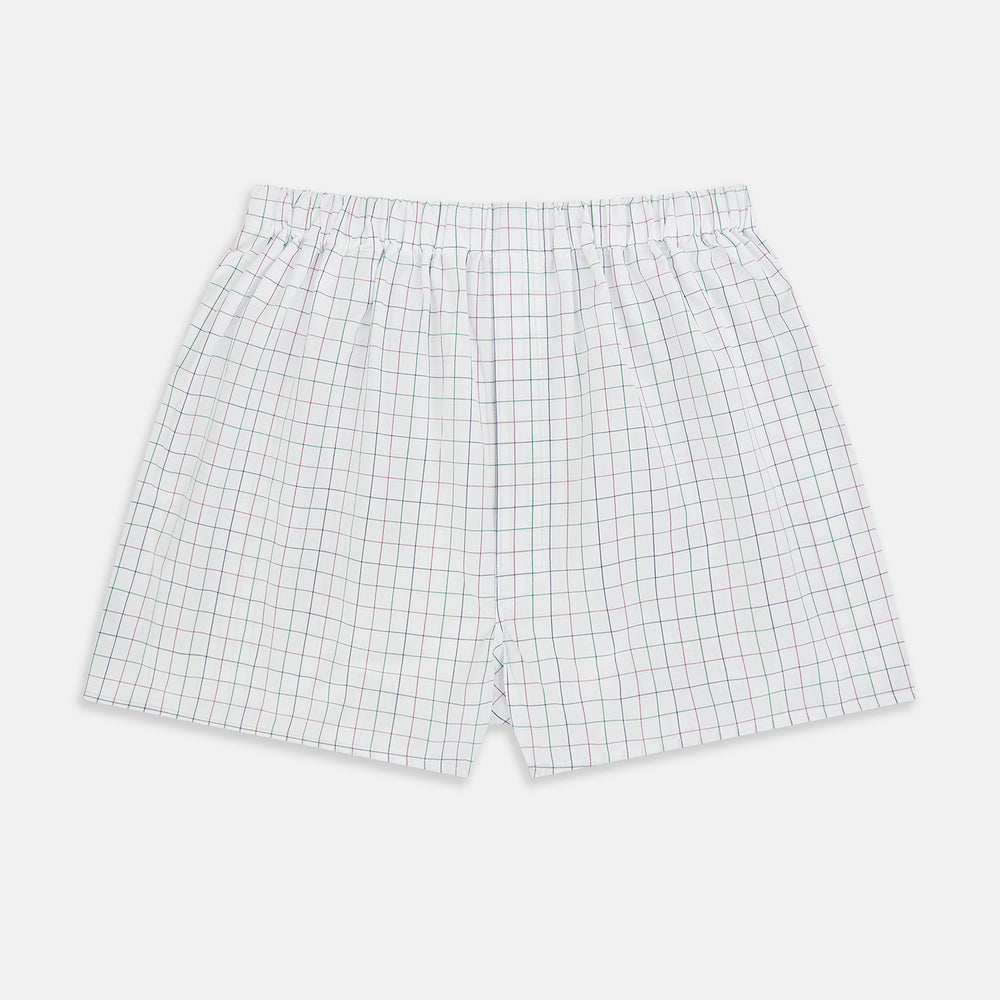 Pink Grid Check Godfrey Boxer Shorts