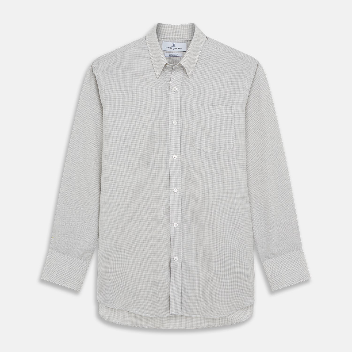 View 2 of product A close-up of the Grey Fine Check Cashmere Blend Fabric by Turnbull & Asser.