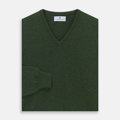 Green V-Neck Cashmere Jumper Image 2