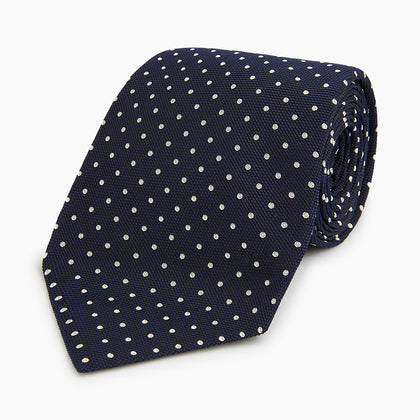 Silver and Navy Micro Dot Silk Tie Image 4