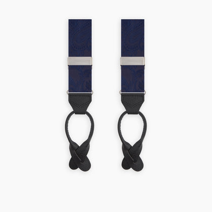 Navy Paisley Adjustable Silk Braces Image 2