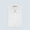 View 1 of product The Turnbull & Asser White Herringbone Superfine Cotton Shirt with T&A collar and 3-button cuffs is perfect for pairing with statement ties or elevating minimalist looks.