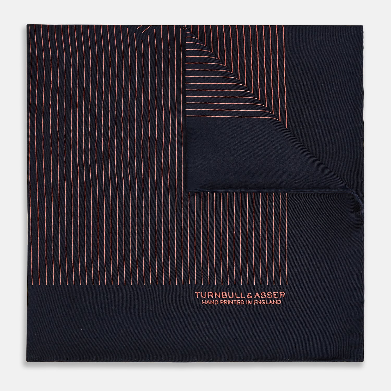 Navy and Orange Stripe Silk Pocket Square