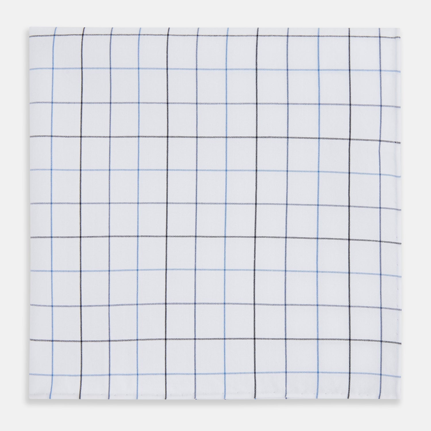 Image 1 of product Hand Rolled Blue Grid Check Handkerchief