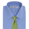 View 4 of product The Turnbull & Asser Mid-Blue Gingham Check Shirt features a T&A collar and 3-button cuffs, crafted from soft cotton and displayed against a plain white background.