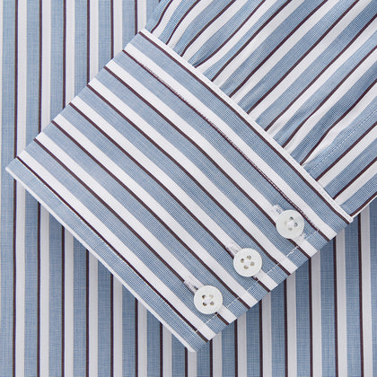 Blue and White Stripe Cotton Regular Fit Mayfair Shirt Image 3
