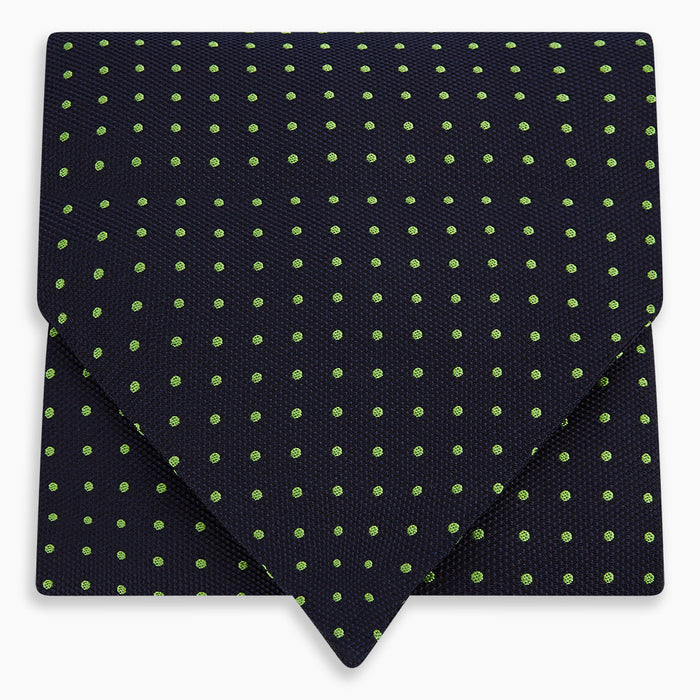 Green Micro Dot and Navy Silk Cravat Image 4