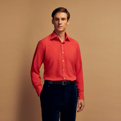 Coral Pink Silk Regular Fit Mayfair Shirt