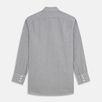 Grey Gingham Check Cotton Melange Regular Fit Mayfair Shirt Image 4
