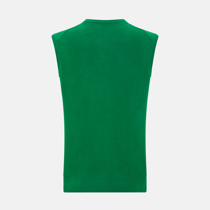Grass Green Cashmere V-Neck Vest Image 2