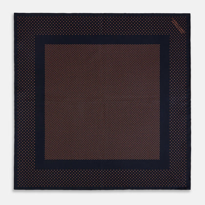 Navy and Blush Dot Silk Pocket Square Image 2