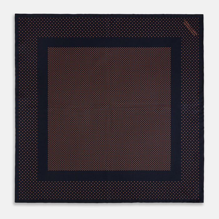 Navy and Blush Dot Silk Pocket Square Image 2