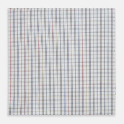 Sky Blue Multi Graph Check Hand-Rolled Handkerchief