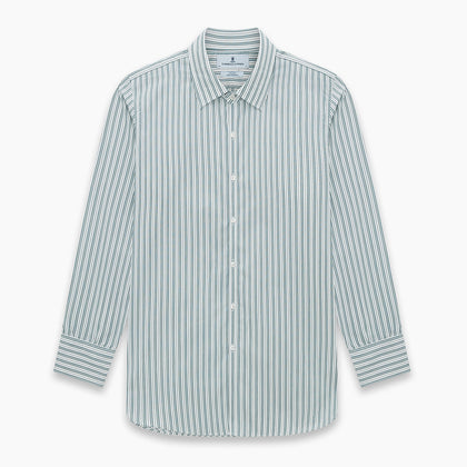 OLIVE & SAGE GREEN MULTI TRACK STRIPE WESTMINSTER SHIRT Image 8