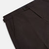 View 2 of product A pair of brown linen Henry trousers by Turnbull & Asser with a straight-leg cut and button waistband, ideal for formalwear, displayed against a plain white background.