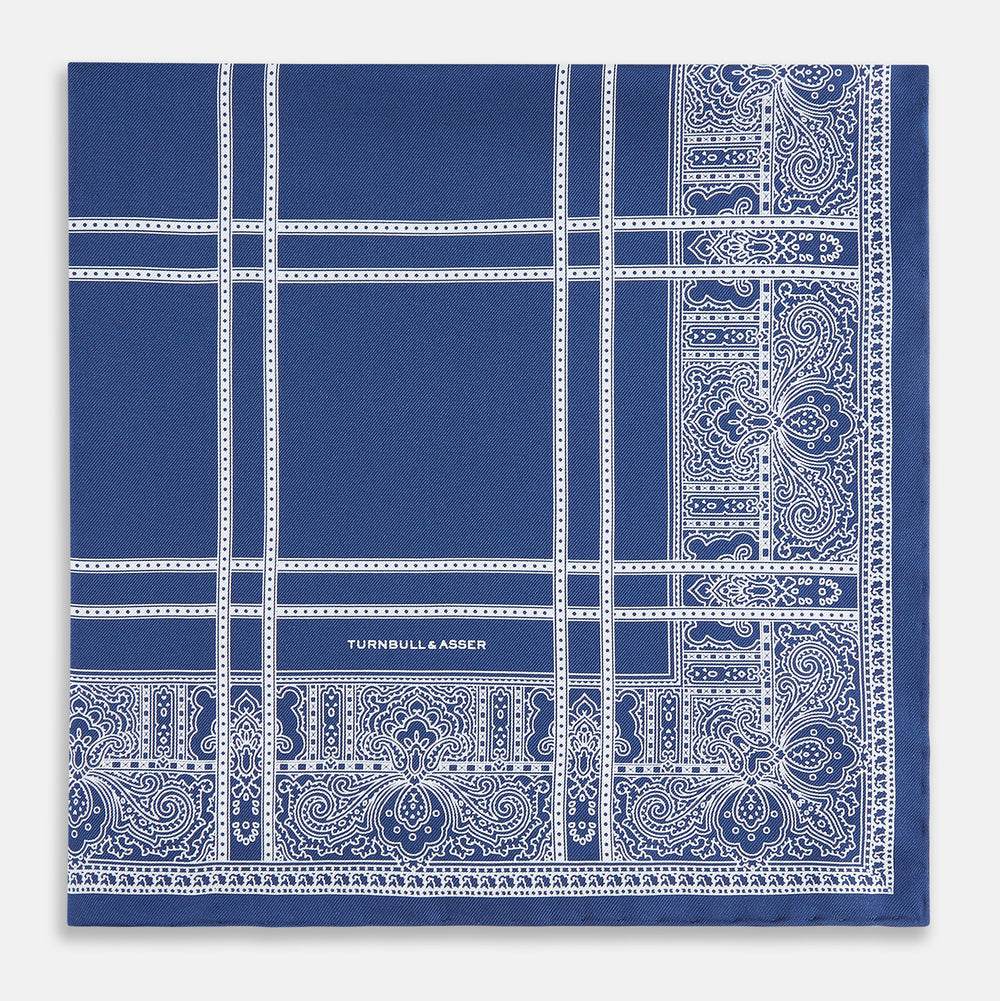 Azzurro Paisley Bandanda Patterned Silk Pocket Square