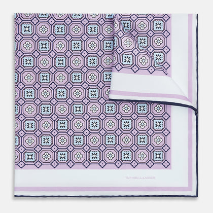 Lilac Floral Tile Silk Pocket Square Image 5