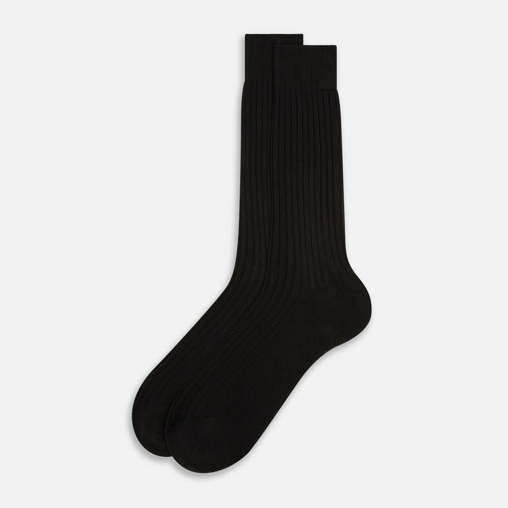 A single Dark Chocolate Mid-Length Sock by Turnbull & Asser is shown against a plain white background.
