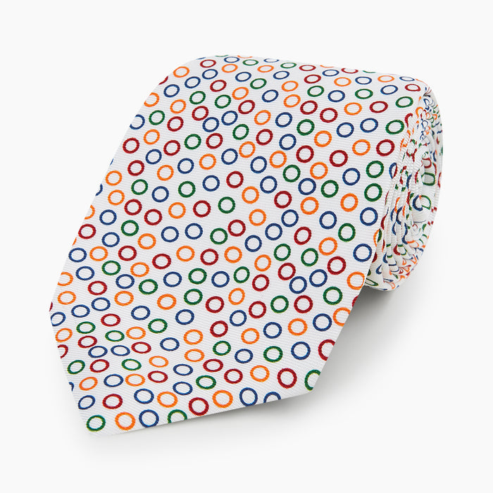 Confetti Circle White Silk Tie Image 4