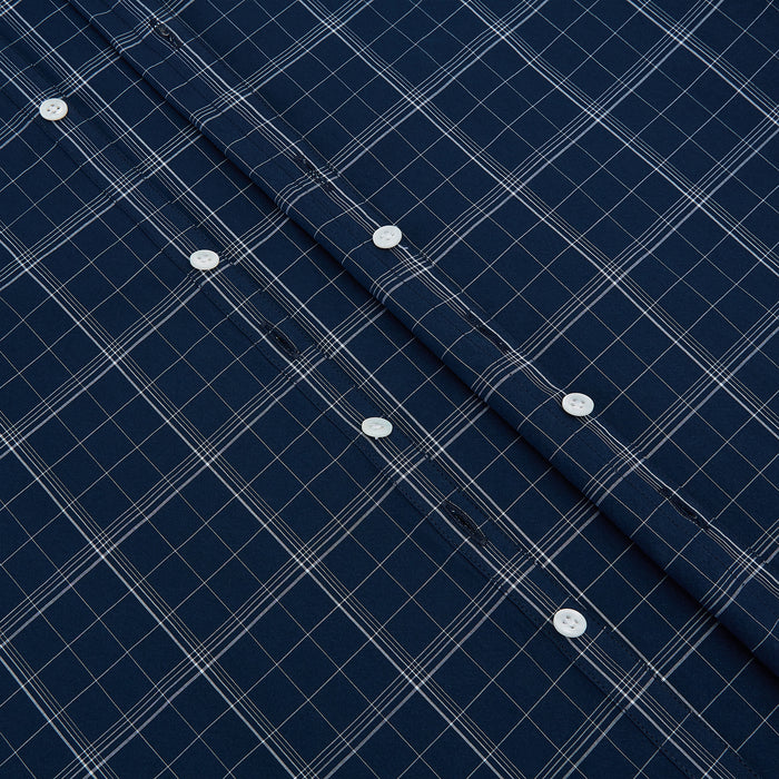Indigo Windowpane Check Windsor Shirt with Constrast T&A Collar and Cuffs Image 6