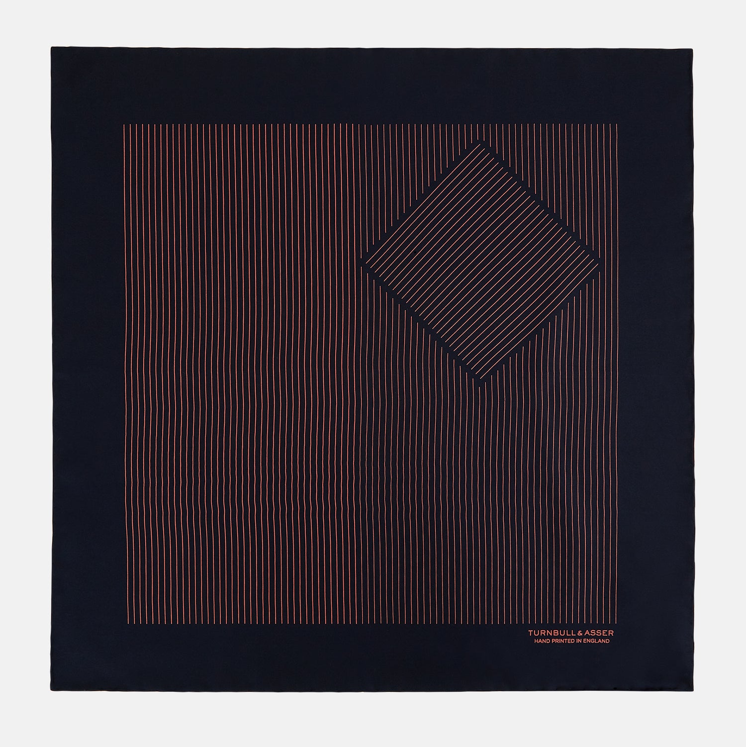 Navy and Orange Stripe Silk Pocket Square