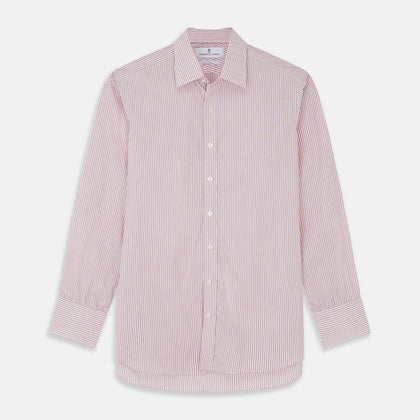 Burgundy Stripe West Indian Sea Island Cotton Regular Fit Mayfair Shirt