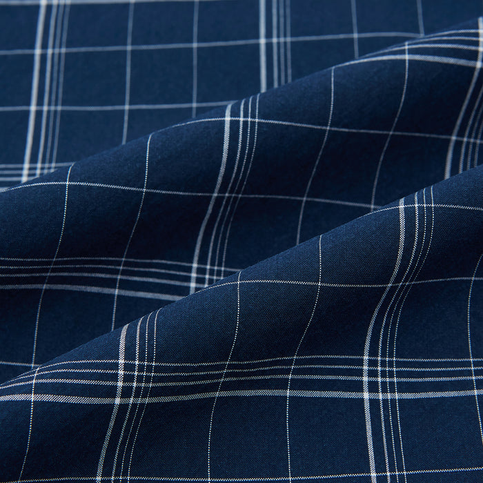 Indigo Windowpane Check Windsor Shirt with Constrast T&A Collar and Cuffs Image 7