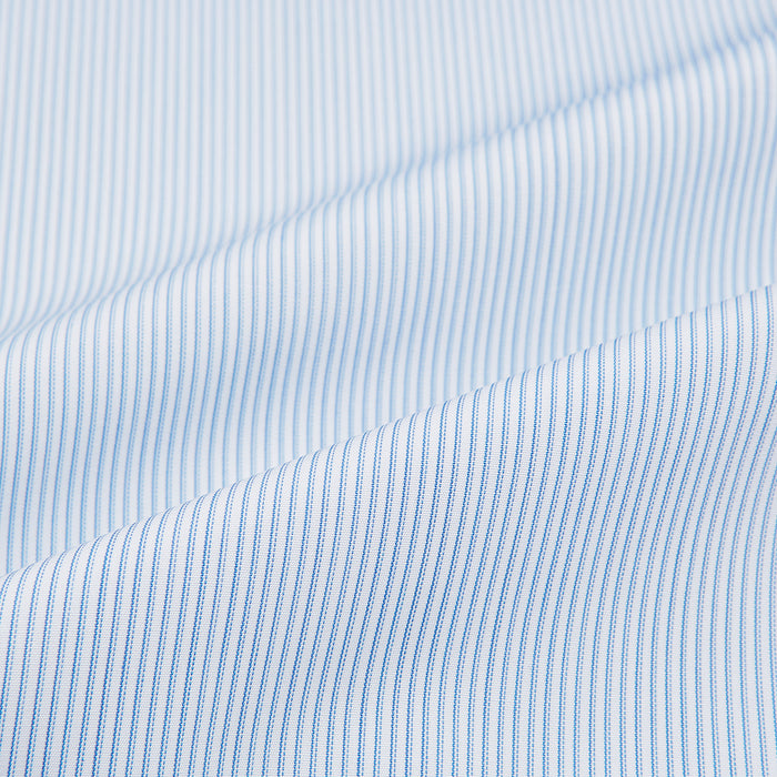 Sky Blue Ripple Double Pinstripe Shirt with Contrast Collar and Cuffs Image 5