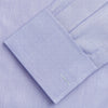 View 4 of product The Turnbull & Asser Tailored Fit Blue End-on-End Cotton Shirt features a Kent collar, double cuffs, and sleek white buttons—an ideal match for a navy suit to complete a sophisticated look. Displayed on a white background.